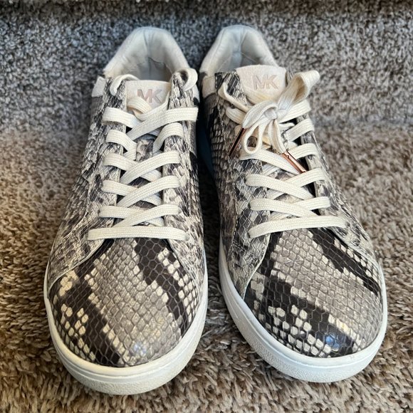 Michael Kors Women's Embellished Snake Embossed Leather Sneaker Shoes - Picture 4 of 15